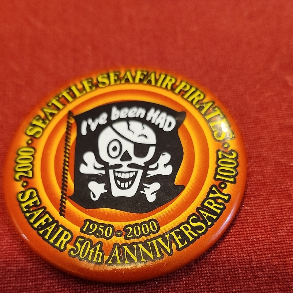 Seattle Seafair Pirates 50th Anniversary Button - Lapel/Hat Pin Accessories